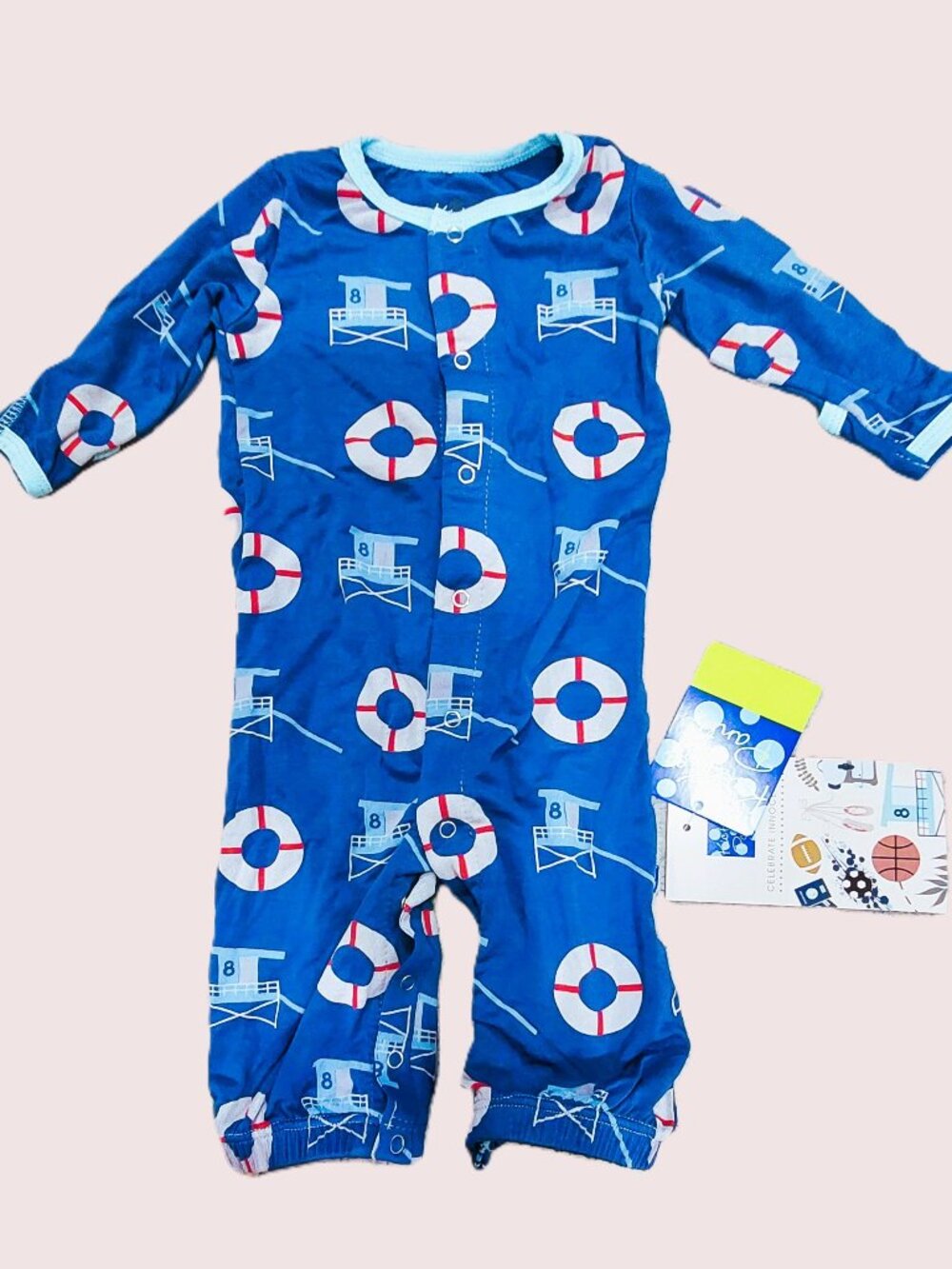 NWT Kickee Pants Bamboo Boy 0-3 months Gown Converter Romper Deep Sea Lifeguard